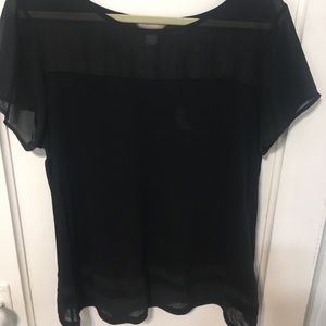 Banana Republic Black Mixed Material Top